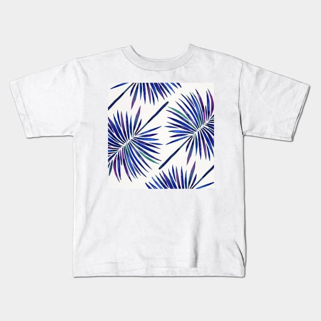 fan palm indigo Kids T-Shirt by CatCoq